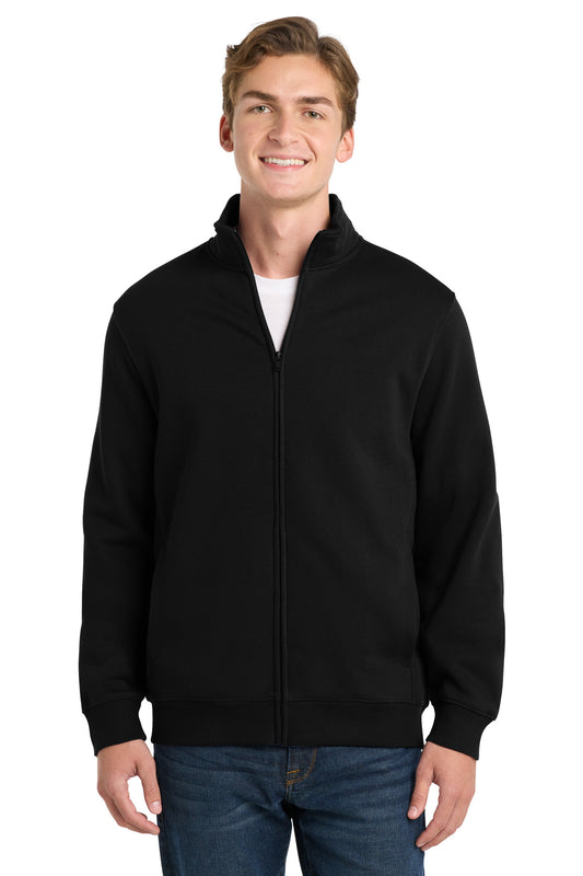 Front View of Black Sport-Tek Full-Zip Sweatshirt. ST259 - XS