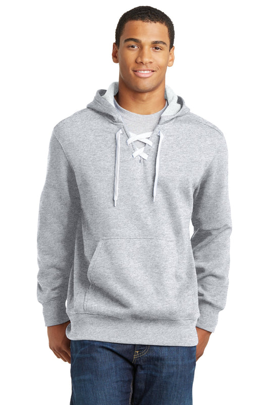 Front View of Athletic Hthr Sport-Tek Lace Up Pullover Hooded Sweatshirt. ST271 - XS