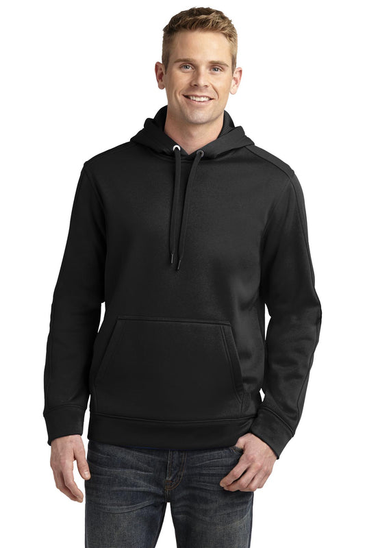 Front View of Black Sport-Tek Repel Fleece Hooded Pullover. ST290 - XS