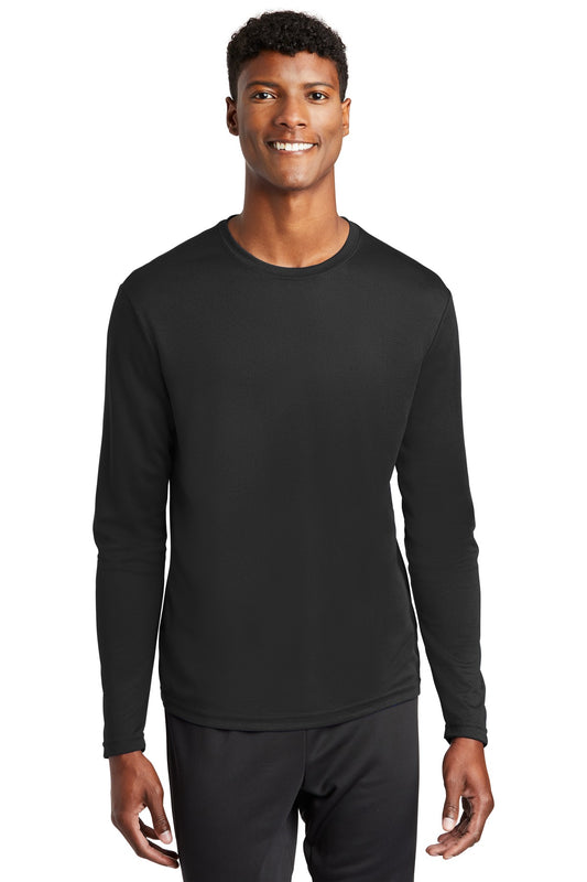 Front View of Black Sport-Tek PosiCharge RacerMesh Long Sleeve Tee. ST340LS - XS