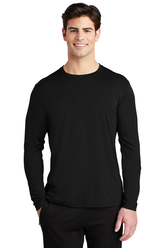 Front View of Black Sport-Tek Posi-UV Pro Long Sleeve Tee. ST420LS - XS