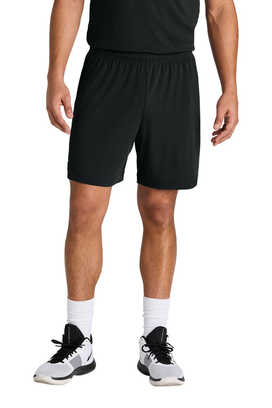 Front View of Blk/Blk Sport-Tek Club 7" Short ST442 - XS