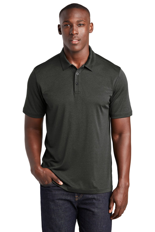Front View of Black Hthr Sport-Tek Endeavor Polo. ST467 - XS