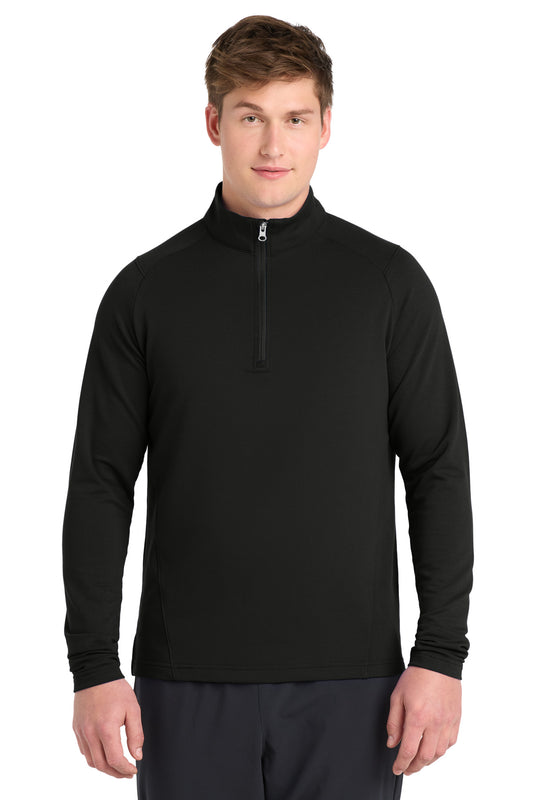 Front View of Black Sport-Tek Sport-Wick Flex Fleece 1/4-Zip. ST561 - XS