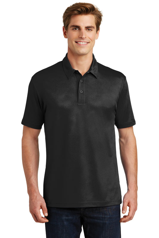 Front View of Black Sport-Tek Embossed PosiCharge Tough Polo . ST630 - XS