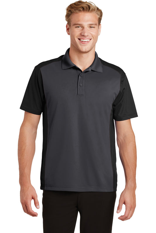 Front View of Iron Gy/Black Sport-Tek Colorblock Micropique Sport-Wick Polo. ST652 - XS