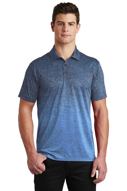 Front View of Car Blue/Tr Ny Sport-Tek Ombre Heather Polo. ST671 - XS