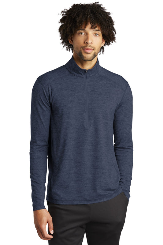 Front View of Dark Denim Hth Sport-Tek Exchange 1.5 Long Sleeve 1/2-Zip ST711 - XS