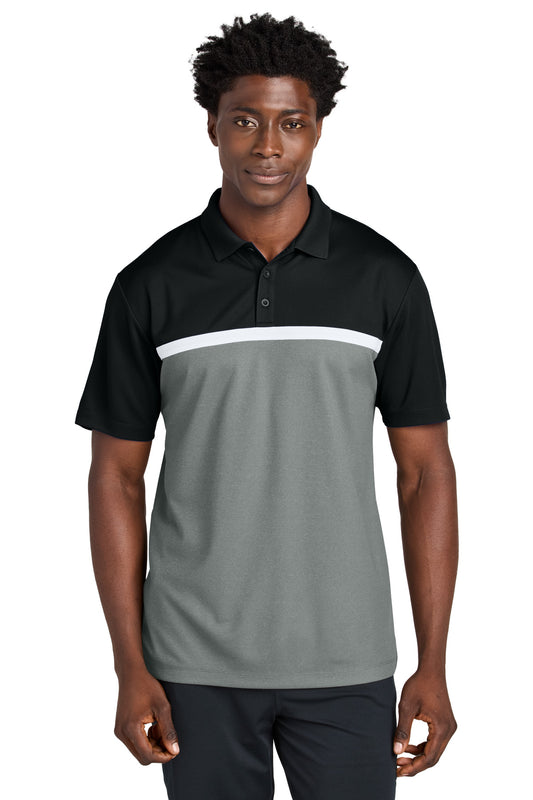 Front View of Blk/GCcH/W Sport-Tek UV Micropique Colorblock Polo ST741 - XS