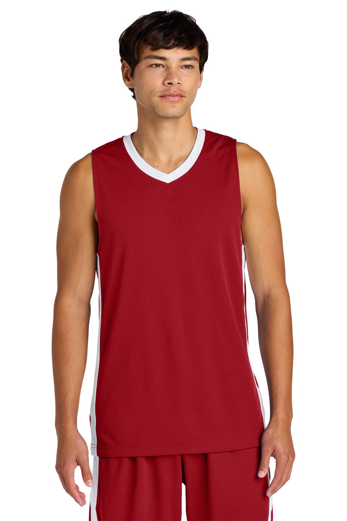 SanMar ST900_deepredwhite_model_front.jpg