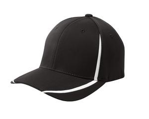 Black/Gold Sport-Tek Flexfit Performance Colorblock Cap. STC16 - S/M
