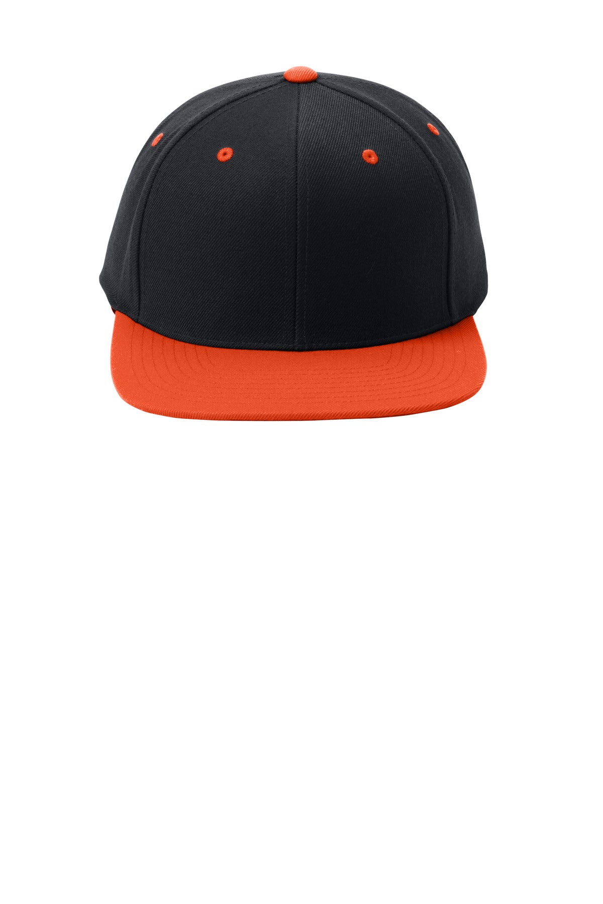 SanMar STC19_BlackDeepOrange_Hat_Front.jpg?v=1762270319