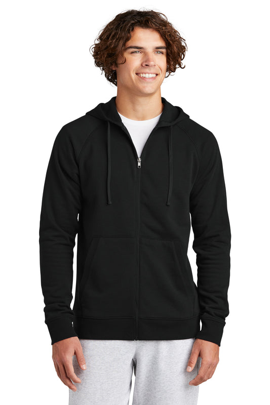 Front View of Black Sport-Tek Drive Fleece Hooded Full-Zip STF201 - XS