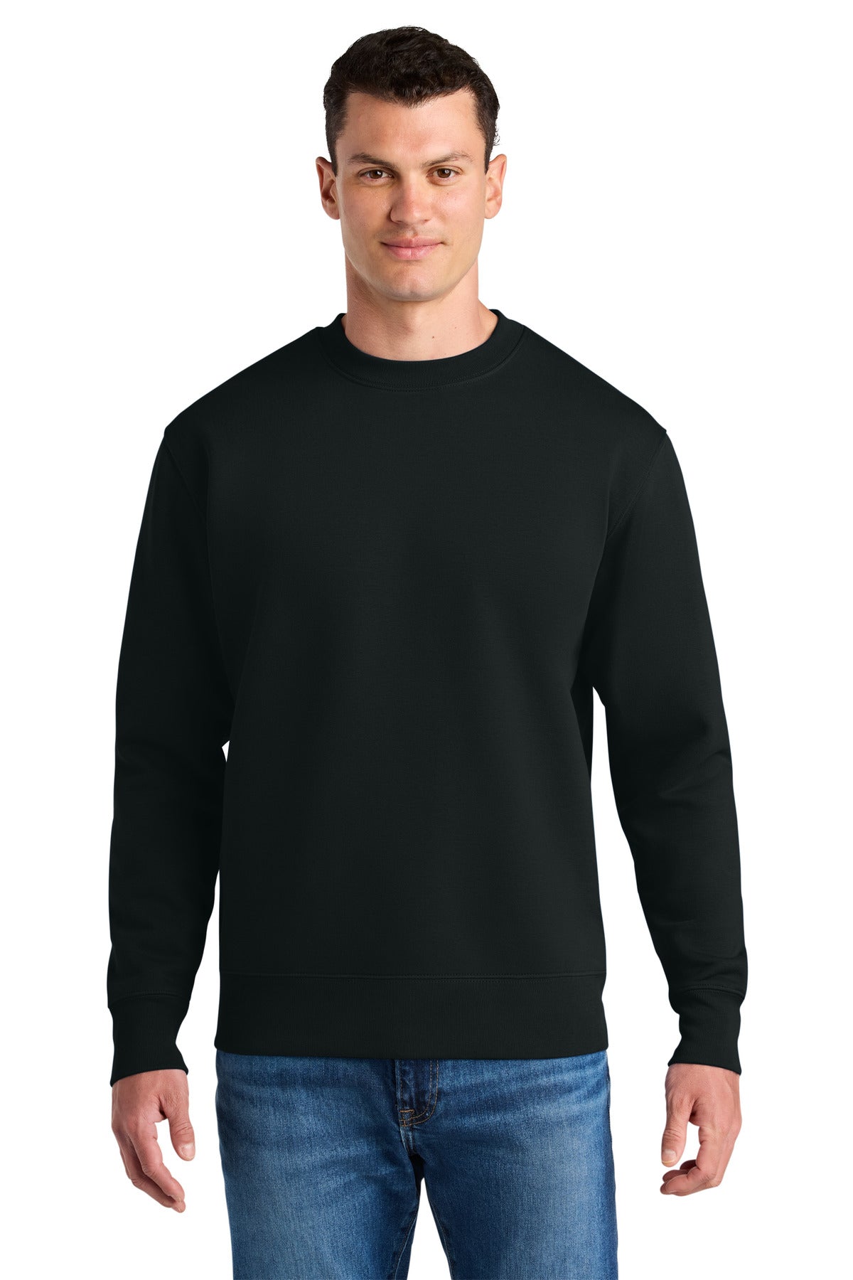 Front View of Black Stanley/Stella Unisex Changer 2.0 Crewneck Sweatshirt SXU004 - 3XL