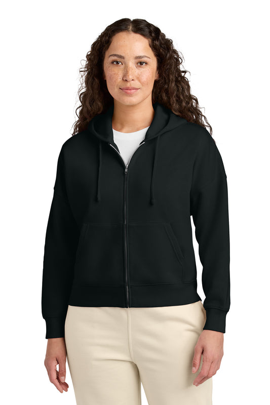 Front View of Black Stanley/Stella Women's Stella Ida Full-Zip Hooded Sweatshirt SXW037 - XS