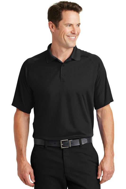 Front View of Black Sport-Tek Dry Zone Raglan Polo. T475 - XS