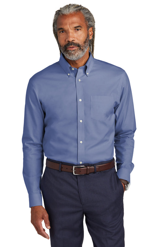 Front View of CobaltBl Brooks Brothers Tall Wrinkle-Free Stretch Pinpoint Shirt TBB18000 - XLT