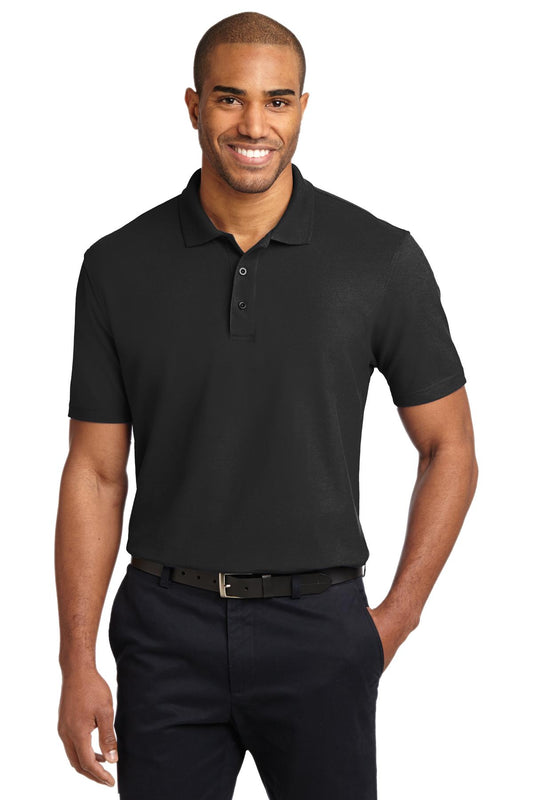 Front View of Black Port Authority Tall Stain-Release Polo. TLK510 - 2XLT