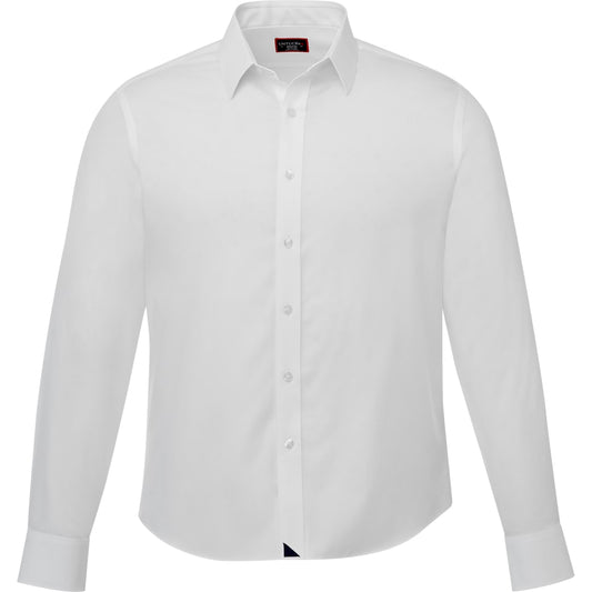Front View of White UNTUCKit Las Cases WF Long Slv Slim Fit Shirt-Men's - S