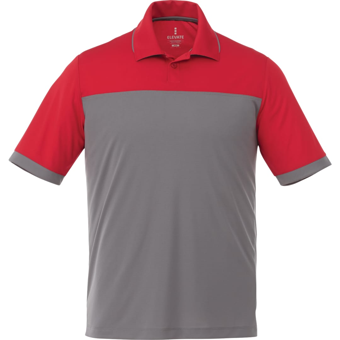 Front View of Red Men's MACK Short Sleeve Polo - S