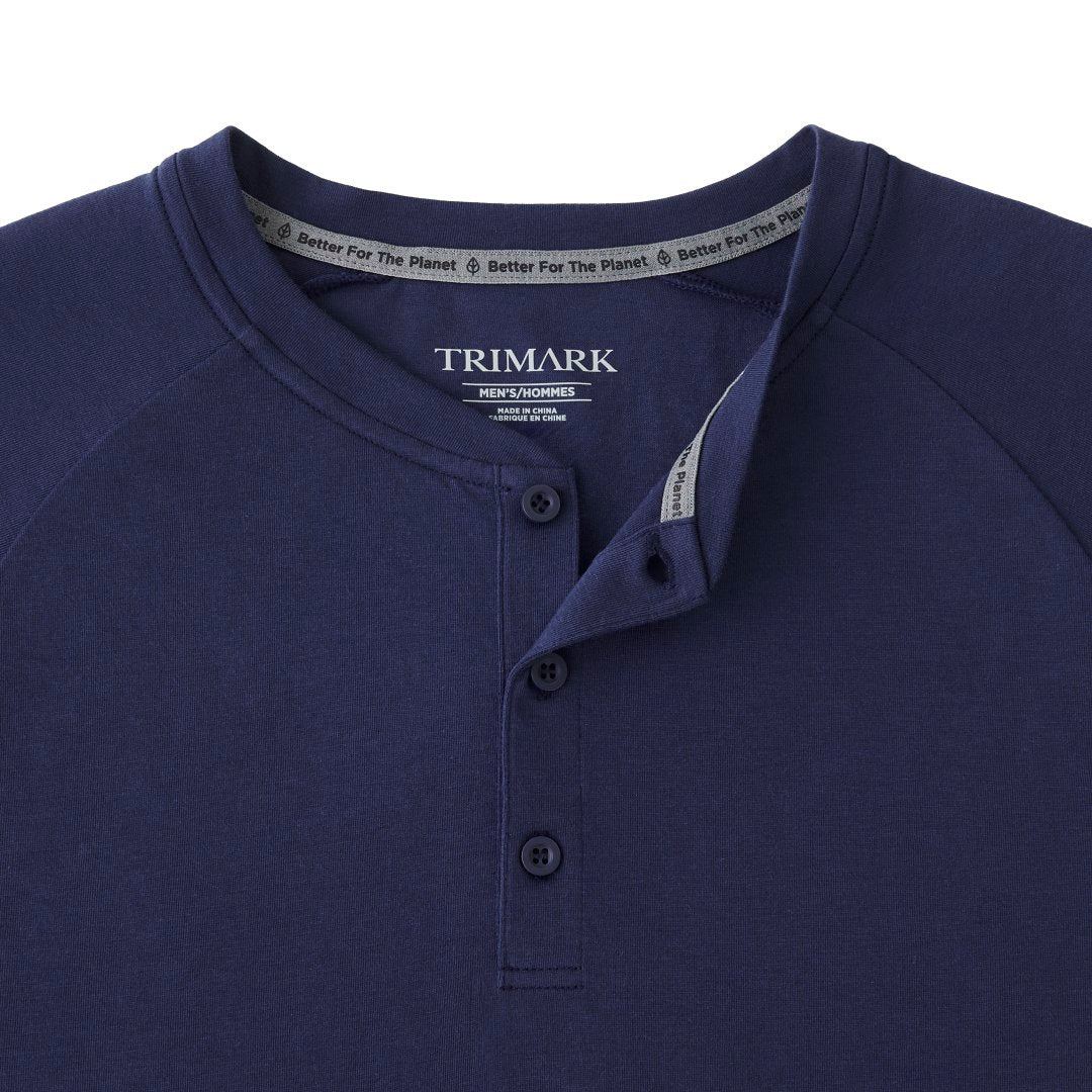 Black Men's SOMOTO Eco Short Sleeve Henley - S