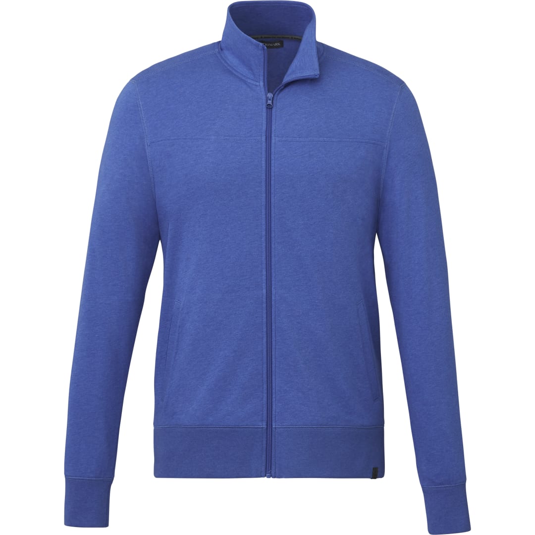 Front View of Blue Men's ARGUS Eco Fleece Full Zip - S