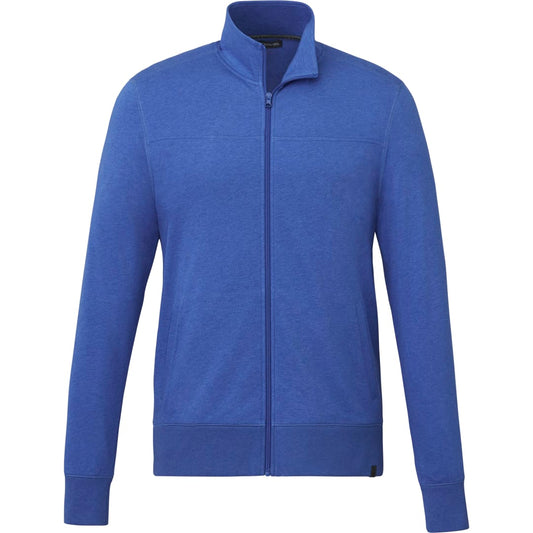 Front View of Blue Men's ARGUS Eco Fleece Full Zip - S