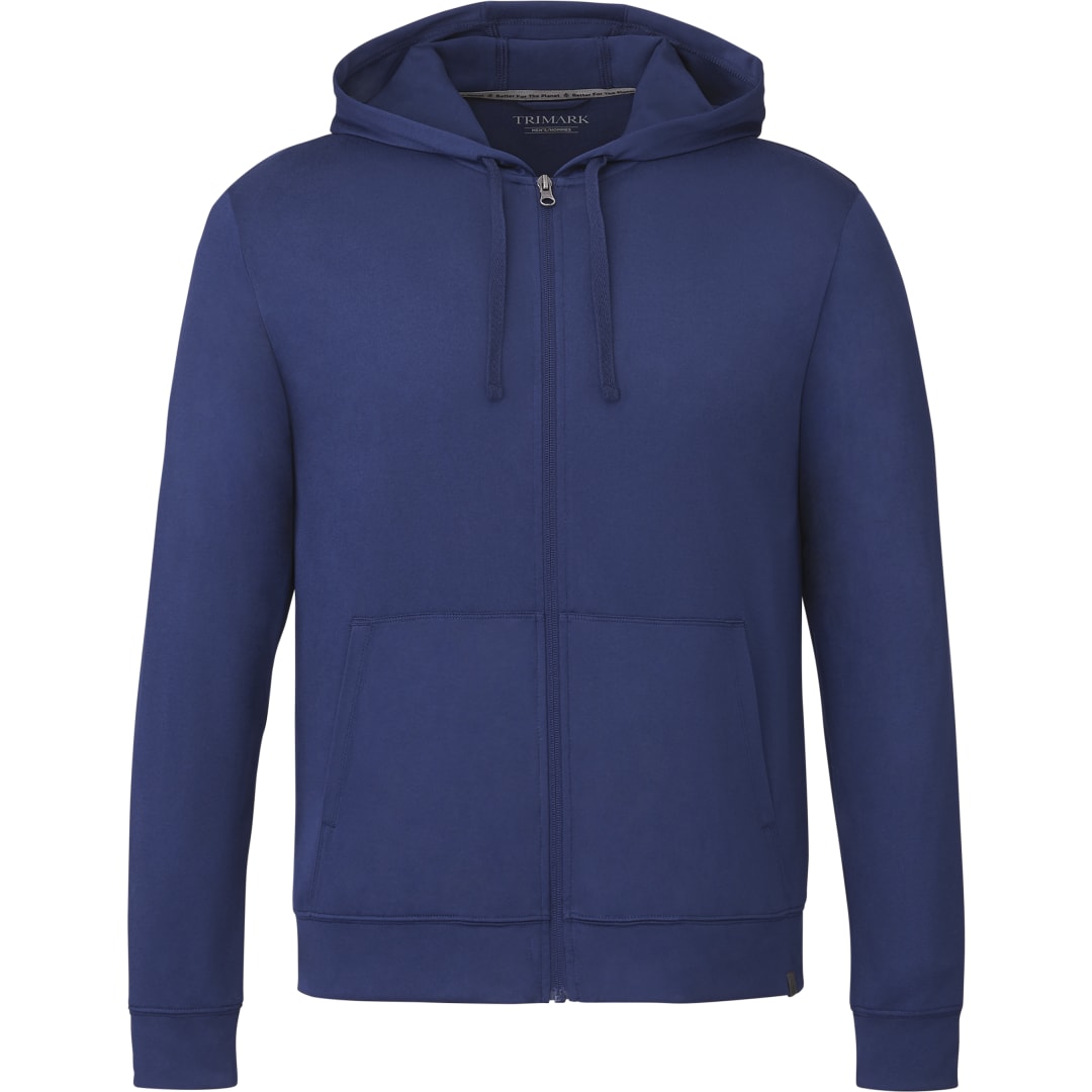 Front View of Blue Men's LAVAR Eco Knit Full Zip Hoody - S
