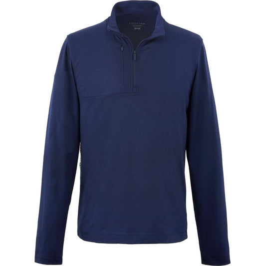 Front View of Blue IZU EVERYTHING PERFORMANCE Eco 1/4 Zip - Men's - S