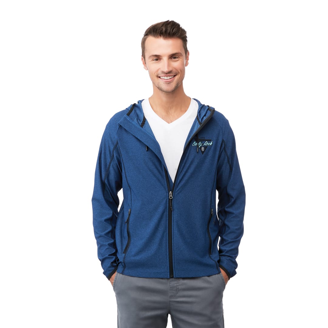 Front View of Blue Mens KAISER Knit Jacket - S