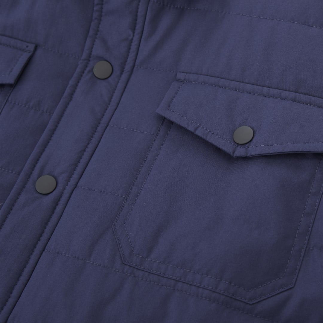 Front View of Blue Men's PORTER Eco Insulated Shacket - S