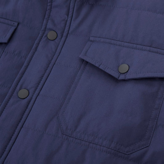 Front View of Blue Men's PORTER Eco Insulated Shacket - S