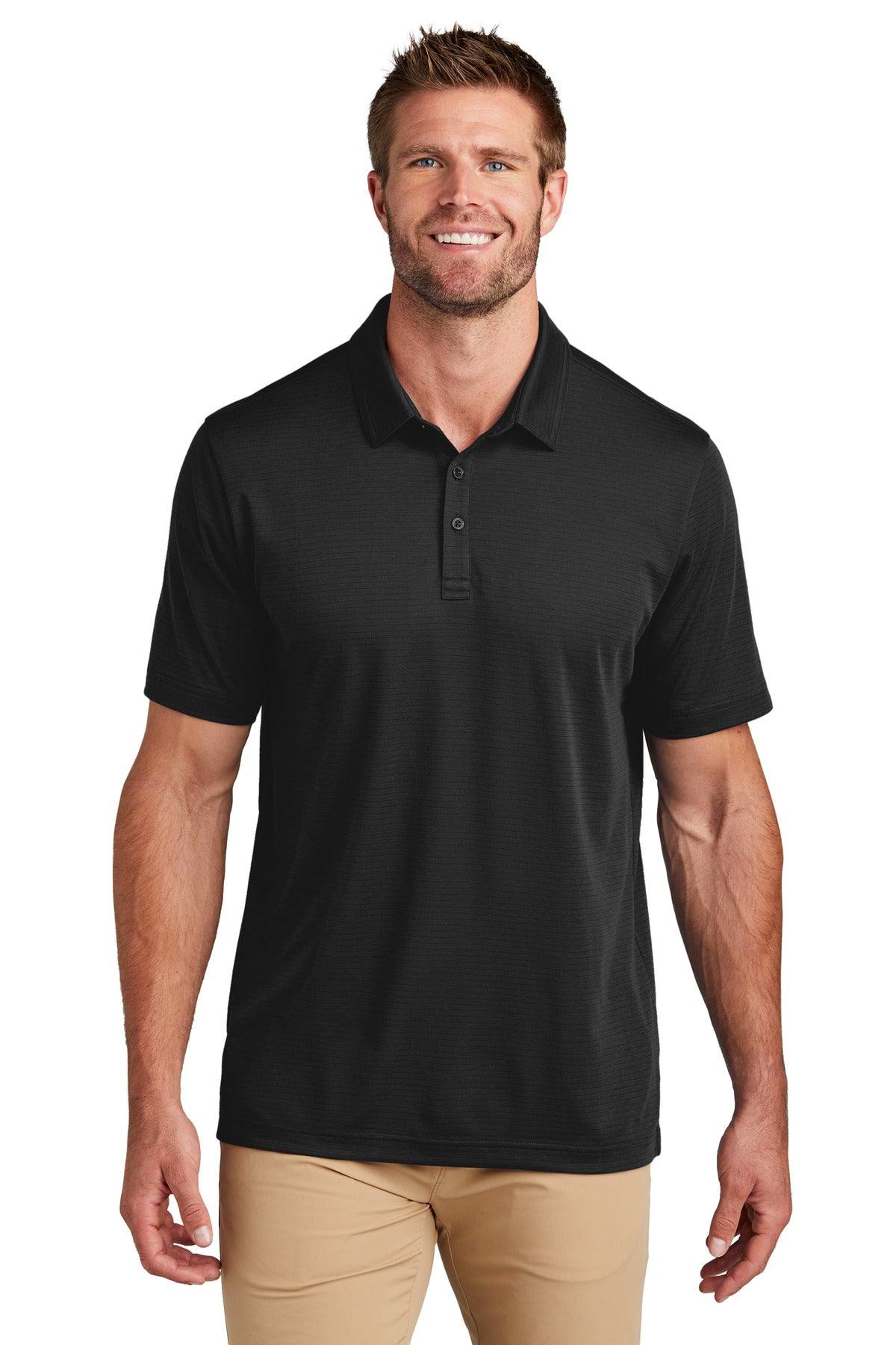 Front View of Black TravisMathew Bayfront Solid Polo TM1MY399 - S