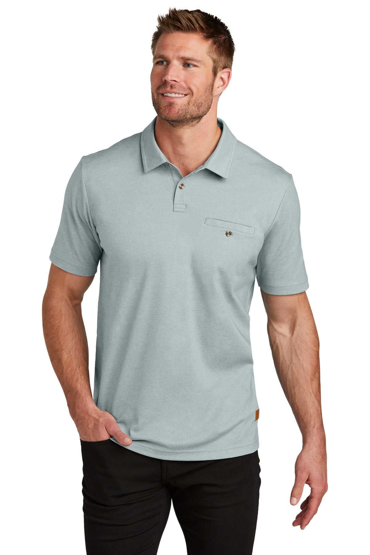 Front View of BalsmGrnHt TravisMathew Sunsetters Pocket Polo TM1MZ344 - S