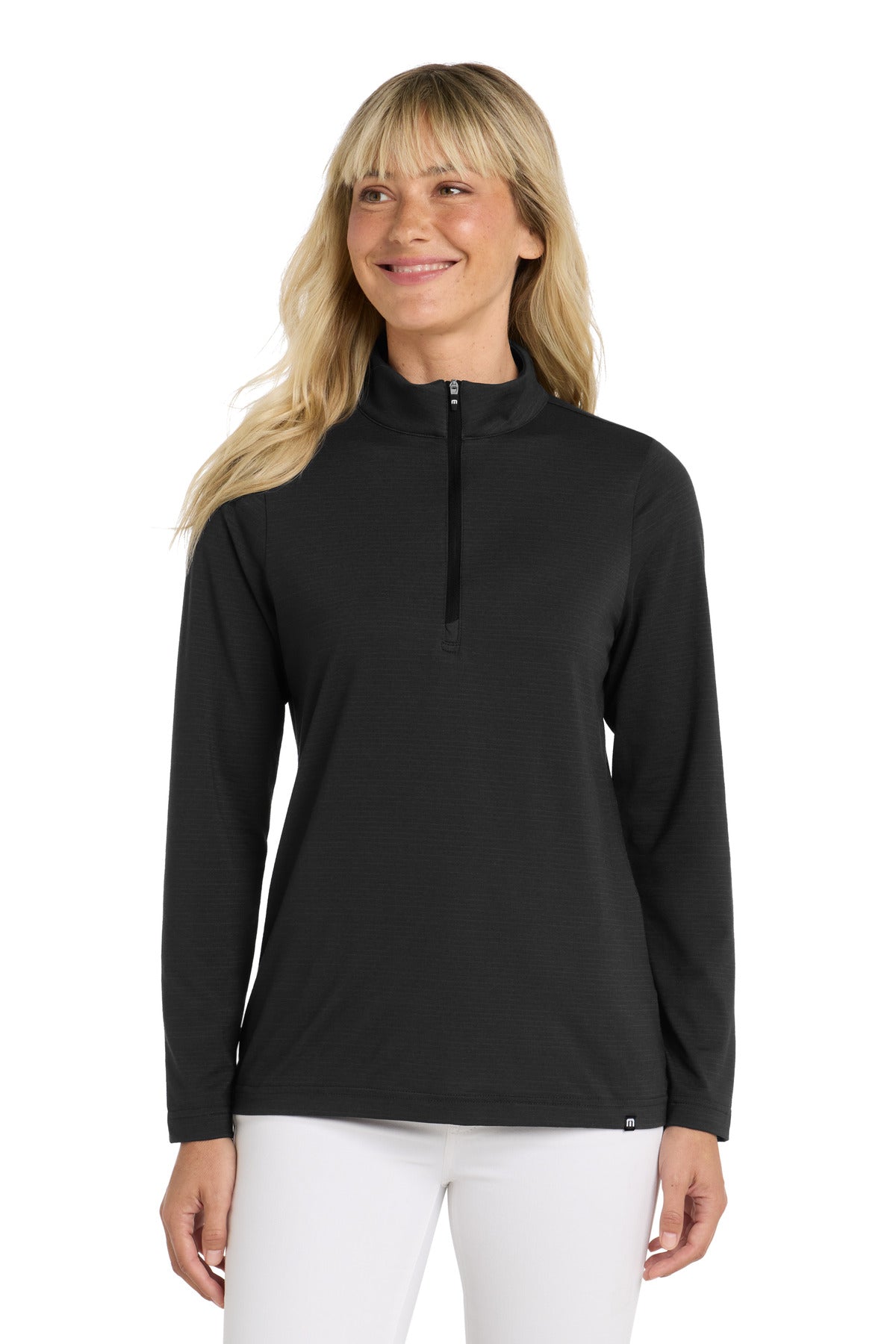 Front View of Black TravisMathew Women's Crestview 1/4-Zip TM1WW003 - S