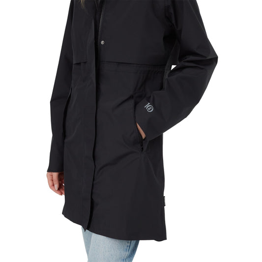 Front View of Black tentree Nimbus Long Rain Jacket - Women's - XS