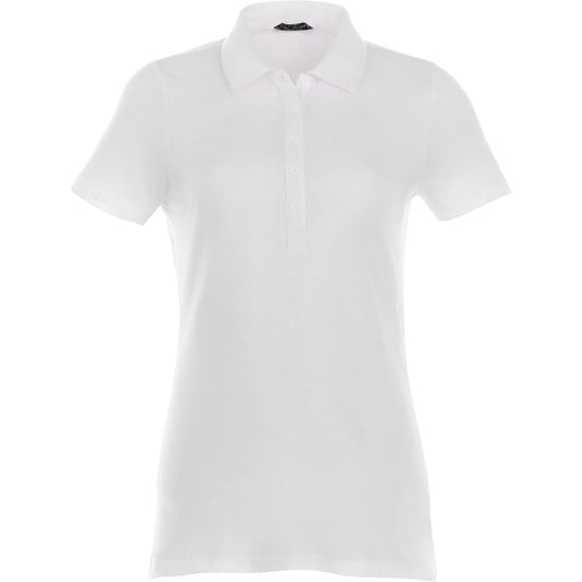 Front View of White Women's ACADIA SS Polo - XS