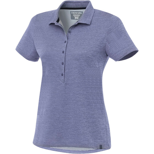 Front View of Blue Women's DEGE Eco SS Polo - S