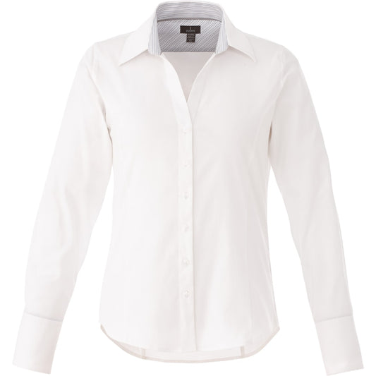 Front View of White Women's CROMWELL Long Sleeve Shirt - XS