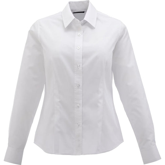 Front View of White Women's PRESTON Long Sleeve Shirt - XS