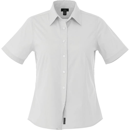 Front View of White Women's COLTER Short Sleeve Shirt - XS