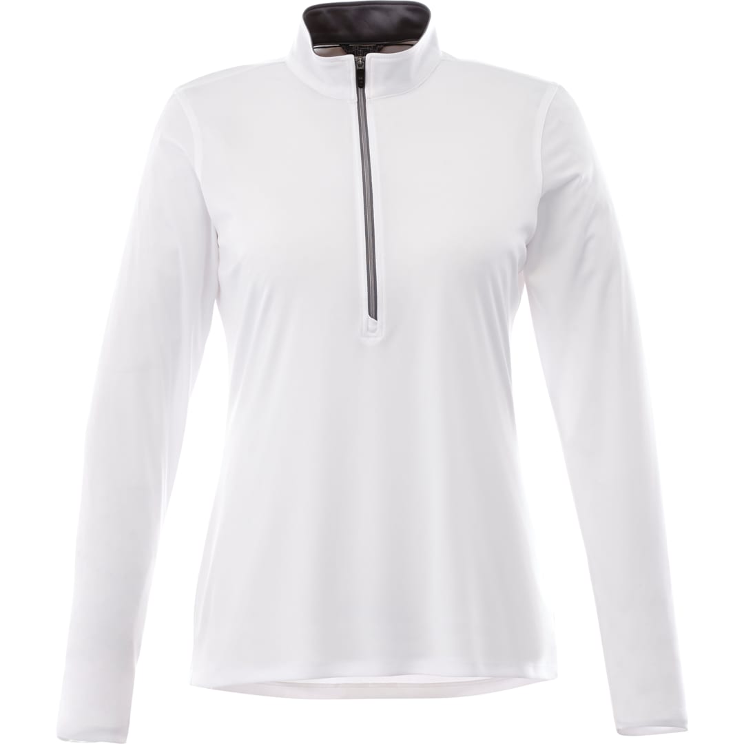 Front View of White Women's VEGA Tech Half Zip - XS