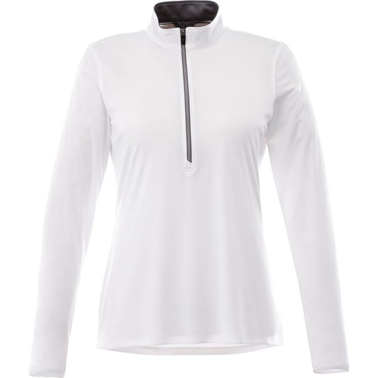 Front View of White Women's VEGA Tech Half Zip - XS
