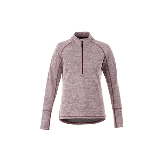 Front View of Red Women's CRANE Knit Half Zip - XS