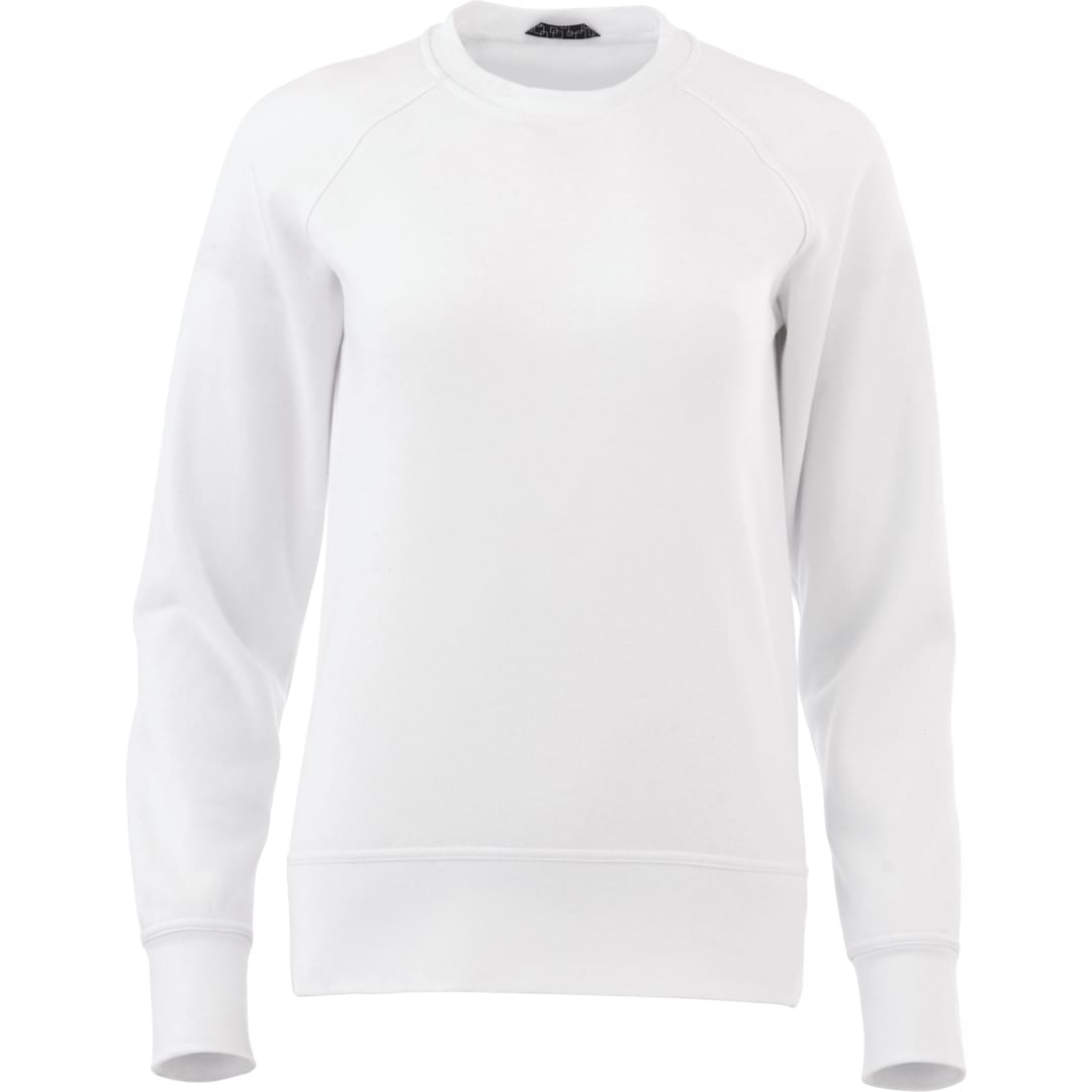 Front View of White Women's KRUGER Fleece Crew - XS