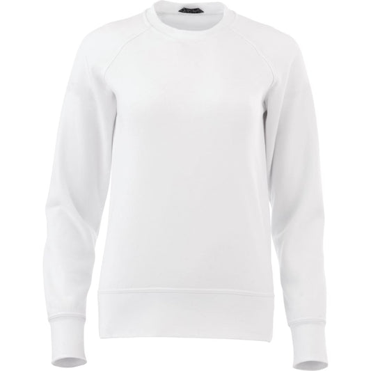 Front View of White Women's KRUGER Fleece Crew - XS