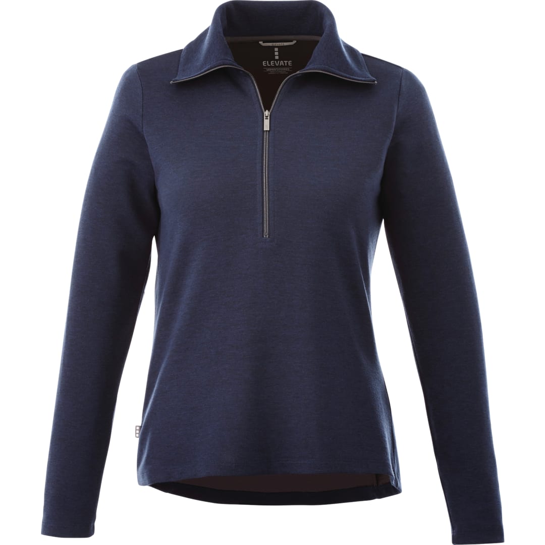 Front View of Blue Women's STRATTON Knit Half Zip - XS