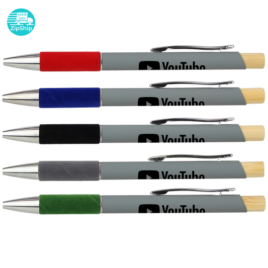 Black Recycled Aluminum Pen Featuring a Velvet Grip