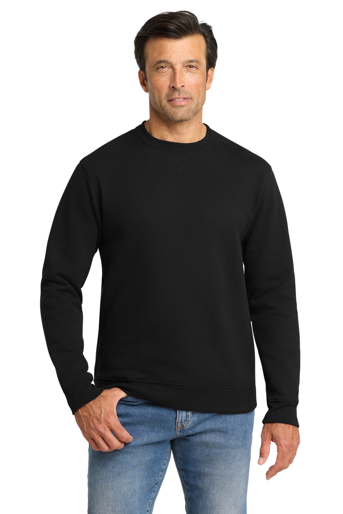 Front View of DeepBlack Volunteer Knitwear Chore Fleece Crewneck VL130 - S