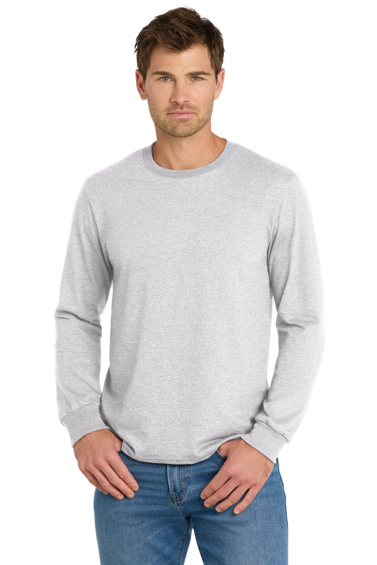 Front View of AthlHthr Volunteer Knitwear Chore Long Sleeve Tee VL60LS - S